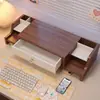Suporte de altura ajustável para computador, suporte para tela de monitor de mesa, base elevada, suporte de resfriamento com gaveta, prateleira de armazenamento para mesa de escritório