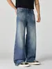 Roupas Masculinas Fengshe / Lançamento Primavera 2026 Nova Moda Americana de Rua Jeans Wide-Leg com Acabamento Pesado Solto Levemente Flare Corte A