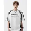 Camiseta T-shirt masculina tamanho extra 150kg estilo motoqueiro americano, manga curta, patchwork blocos de cor para o verão, top raglan oversized