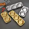 Prato de Condimento Estilo Coreano de Aço Inoxidável Espessado Prato Dourado para Molho Prato de Condimento para Fondue Prato de Molho Utensílios de Churrasco Compartimento Duplo Compartimento Triplo
