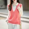 Chaleco de forro polar de nuevo estilo, chaleco de punto para mujer, suave y cómodo, hecho de hilo cepillado, cachemira y lana, cuello en V sin costuras, versátil para usar en capas
