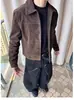 Chaqueta de vuelo corta retro para hombre para primavera y otoño, corte holgado, con cuello alto y cremallera, estilo Hong Kong, prenda exterior ligera de lujo, moderna