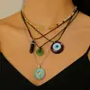 Collar de Joyería Retro Transfronterizo Europeo y Americano Ojos Azules de Diablo para Mujer, Versátil, con Cuentas, Nuevo, Estilo Chinoiserie Étnico