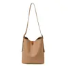 Bolso de Mano de Gran Capacidad Estilo Coreano, Bolso Cubo Versátil para Mujer, Bolso de Hombro Cruzado de Cuero Suave con Textura Retro, Bolso de Mano Casual