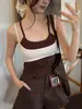 Conjunto de Duas Peças Colorido para Primavera e Verão para Mulheres, com Bojos Embutidos, Top Sem Mangas, Costas com Design Estiloso, Lingerie da Moda