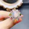 Anillo Popular de Ópalo Blanco Natural al por Mayor de Fábrica Plata S925 Incrustado Piedra Principal 8*10 Joyería de Lujo Venta Directa de Fábrica