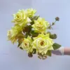 Ramo de Rosas Artificiales para Boda Flor Artificial Flor Decorativa Hogar Sala de Estar Flor Artificial de Boda Rosa de Siete Cabezas Rosa