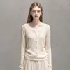 Elegante y favorecedor suéter de punto de manga larga con cuello en V para mujer, nueva colección otoño 2026, estilo 7140
