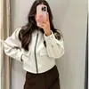 Comércio Exterior Atacado Moda Casual Europeia e Americana Patchwork de Veludo Cotelê Gola de Couro Jaqueta para Mulheres Outono e Inverno 2026 Primavera e Outono