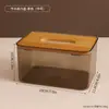 Caja de Pañuelos Transparente de Bambú para Uso Doméstico, Caja de Pañuelos de Escritorio para Sala de Estar, Caja Creativa Simple para Guardar Servilletas