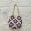 Bolsa de Ombro Tecida à Mão com Flores para Mulheres - Atacado Transfronteiriço - Novo Estilo 2026 - Bolsa de Praia para Férias - Bolsa Tote de Grande Capacidade