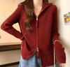 Suéter cárdigan tejido 2026 con solapa, primavera y otoño, ajuste slim, holgado, nuevo estilo, chaqueta de punto con cremallera para mujer
