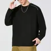 Camiseta negra de manga larga estilo americano de Anyang para hombre, nueva colección otoño 2026, con costuras de color contrastante y cuello redondo, camiseta de moda