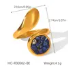 Anillo Retro Francés de Acero Inoxidable con Piedra Natural para Mujer Joyería que no se decolora Diseño de Nicho Versátil Anillo Abierto de Acero de Titanio