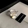 Anillo Abierto de Nácar Blanco para Mujer, Anillo Ajustable para Dedo Índice, Joyería de Alta Gama, Anillo de Diseño de Nicho