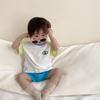Roupa de Verão Fina para Meninos Roupa Infantil Coreana Roupas de Bebê Verão Meninos 2025 Verão Novo Bebê Conjunto Cor Contrastante