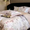 Conjunto de quatro peças Classe A 100s Tencel Lyocell de lençóis de seda e fronhas, roupa de cama de seda gelada para o verão, macio e sedoso para dormir nu