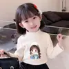Estilo Nuevo 2025 Estilo Infantil Estilo Niñas Camisetas Interiores de Terciopelo para Primavera y Otoño para Niños Mayores y Niñas Camisetas de Manga Larga