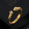 Anillo geométrico con forma de gota de aceite de circonita microincrustada bañada en oro y cobre con personalidad de moda europea y americana, accesorios de anillo exquisitos que combinan con todo.