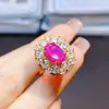 Anillo de Ópalo Rosa Natural Popular al por Mayor de Fábrica Plata S925 Incrustado Piedra Principal 6*9 Joyería de Lujo Venta Directa de Fábrica