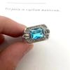 Anillo de Diamantes para Hombre de Plata Tailandesa con Abertura Ajustable Anillo Chapado en Platino Anillo de Zafiro para Hombre Agresivo y a la Moda
