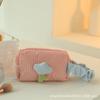 Bolsa de Maquiagem Veludo Cotelê Fofa Alto Valor de Cor Necessaire Flor Tulipa Para Sair Portátil Grande Capacidade Bolsa de Maquiagem