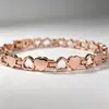 Pulsera Magnética de Corazón Color Oro Rosa para Mujer, Pulsera de Aleación de Zinc con Corazón Hueco Sólido Entrelazado, Simple y Versátil, Ajustable