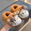 Chinelos de Algodão de Inverno para Crianças Gato Meninos Meninas Quentes Pelúcia Veludo Extra Peludo Casa Fofo Pai-Filho Bebê Calcanhar Fechado Sapatos de Algodão