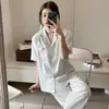 Pijama Feminino Primavera e Outono 2026 Novo Conjunto de Seda Gelada de Manga Longa Tendência Doce High-End Roupa de Casa Verão