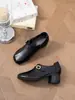 Zapatos Redondos para Mujer Ysshadir Estilo Retro Francés para Primavera y Otoño, Piel Genuina, Tacón Medio, Tacón Grueso, Versátiles para el Trabajo, Piel de Vaca de Primera Capa