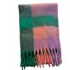 Bufanda Nueva de Cuadros para Mujer Otoño e Invierno Arcoíris Marca Grande Europea y Americana Combinación de Colores Cachemir y Mohair Chal Bufanda Engrosada para Cuello de Mujer