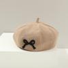 Boina de invierno para bebé, estilo japonés y coreano, con lazo y calabaza, de pana, cálida y a la moda, 2024