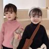 [em estoque outono e inverno novo gola alta meia versão coreana de suéter para meninos e meninas bebê cor sólida estilo estrangeiro suéter versátil para se aquecer