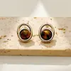 Pendientes Ovalados de Ojo de Tigre Estilo Retro, Pendientes de Moda y Versátiles, Pendientes de Lujo Ligero