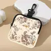Porta-moedas com Estampa Floral Azul Couro Sintético Impermeável Couro de Imitação Bolsa de Armazenamento com Zíper Bolsa Multifuncional Mini para Fones de Ouvido