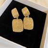 Ins Trendy Metal Style Square Striped Brincos Femininos Europeus e Americanos Cross-border Fashion Exagerado High-end Ear Studs Novos Brincos
