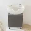 Pia de Lavatório Vertical para Salão de Beleza Barbearia Lavatório de Lavar Cabelo Sentado Bacia Vertical para Enxágue Bacia de Enxágue Spa Bacia de Cerâmica com