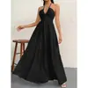 Vestido Feminino de Verão 2026 Venda Quente Transfronteiriça Estilo Boêmio com Decote V Profundo e Cinto para Casamentos e Festivais