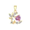 Cobre Oro Real Diamante Rosa Hoja Susurro Moda Comercio Exterior Transfronterizo DIY Joyería Cobre Circonita Microincrustación Accesorios Colgante