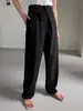 Pantalones largos de estilo ins, de negocios ligeros, de cintura alta, diseño de amarre, para mujer, pantalones casuales de pierna ancha, de cintura alta, con amarre, con caída.