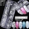 Acessórios para unhas caixa com 12 rebites metálicos para unhas mix de lantejoulas patch de unha decorativo shaped para DIY