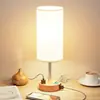 Luminária de cabeceira Amazon mais vendida internacionalmente com textura de madeira, dimerização por toque de três níveis, abajur de tecido, luminária de mesa decorativa padrão EUA