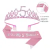 Set de dos piezas de diadema y cinturón con corona brillante de strass para niña europea y americana, cinturón de etiqueta, decoración de cumpleaños, artículos para fiestas en stock