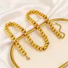 Pulsera Cadena Clavícula Pulsera de Acero Inoxidable Redonda de Cuentas de Venta Caliente Transfronteriza Personalizada Oro 18K Sin Decoloración Juego