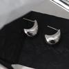 S925 Agulha de Prata Estilo Coreano Minimalista All-match Comutação Metal Ear Studs Arc Vento Frio Internet Vermelho Adzuki Brincos de Feijão Mulheres