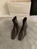 Botines de tobillo cuadrados estilo coreano, minimalistas, nueva colección otoño/invierno, botines Chelsea de tacón de cuña, botas de ajuste ceñido para mujer