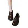 Zapatos de cuero para mujer con lazo estilo francés y suela gruesa, nuevos de verano 2026, mocasines versátiles estilo británico vintage, zapatos simples JK