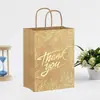 Amazon Inglés Gracias Gracias Estampado Dorado Bolsas de Papel Kraft Bolsas de Empaque para Cosméticos Dulces Botanas Venta al por Mayor