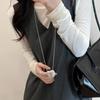 Estilo Coreano Bolsa Pequena de Amor Colar Feminino Design de Nicho Sensação de Alto Padrão Corrente Transversal Outono e Inverno Retro Longo Coração de Pêssego Corrente de Lã