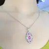 Venta al por mayor de fábrica Popular Colgante de Zafiro Rosa Natural Plata S925 Incrustado Piedra Principal 5*7 Joyería de Lujo Venta Directa de Fábrica